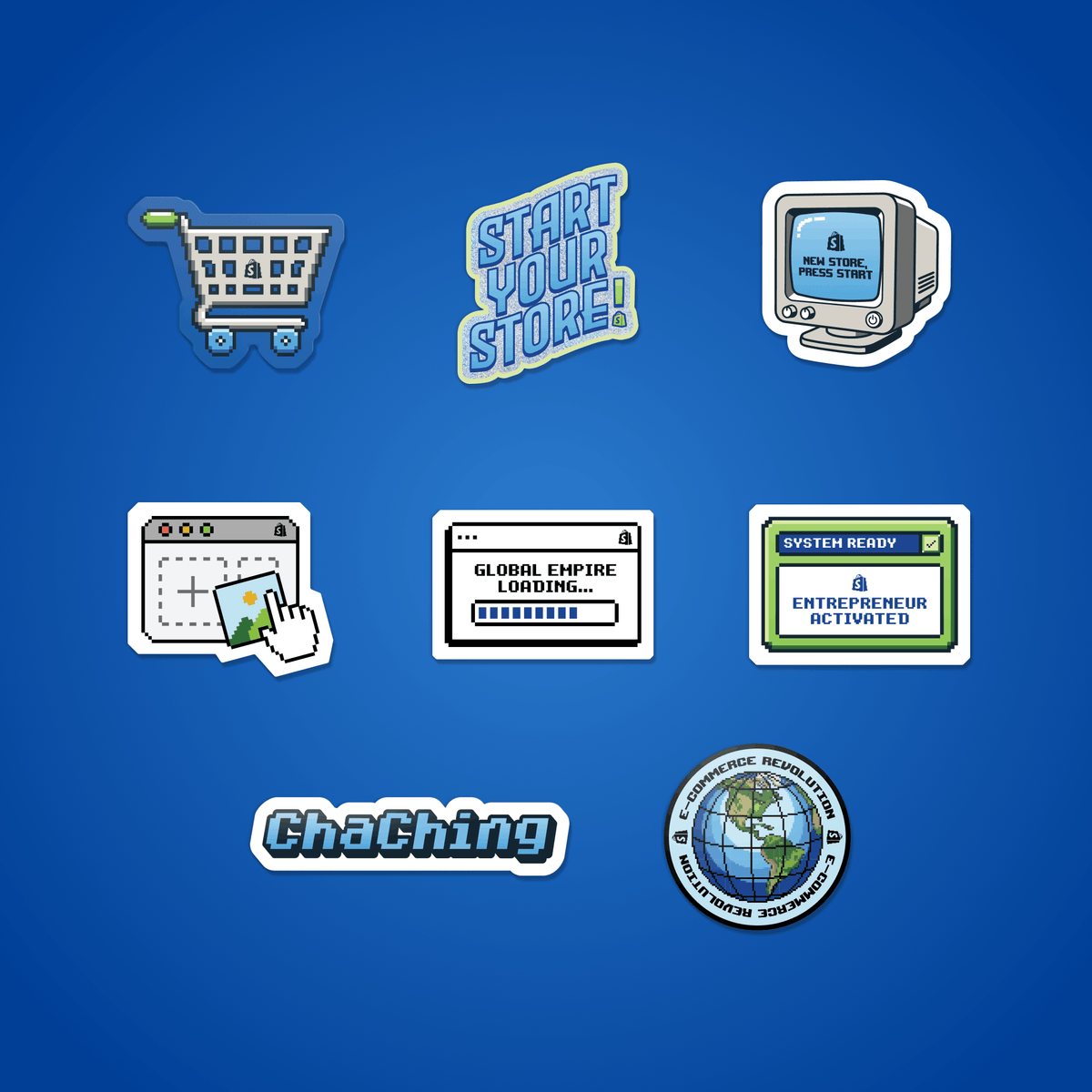 Flash Back Sticker Pack de Shopify Supply, vista 3